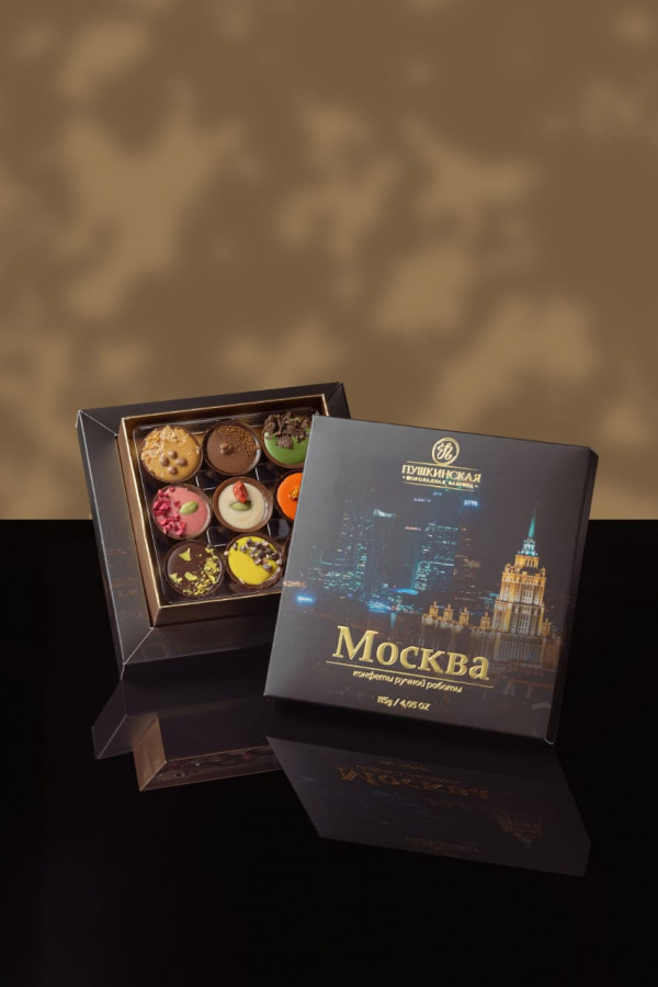 №1 Пушкинская фабрика Конфеты Ассорти (Москва), 115г(чёрная коробка) в Кингисеппе