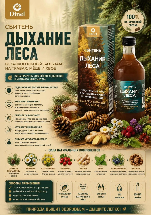 №2 Сбитень Дыхание леса, 250мл  в Кингисеппе